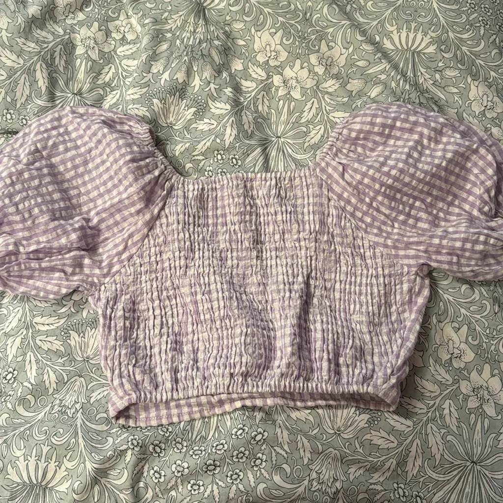 Sim & Sam Gingham Puff Sleeve Top - Image 3