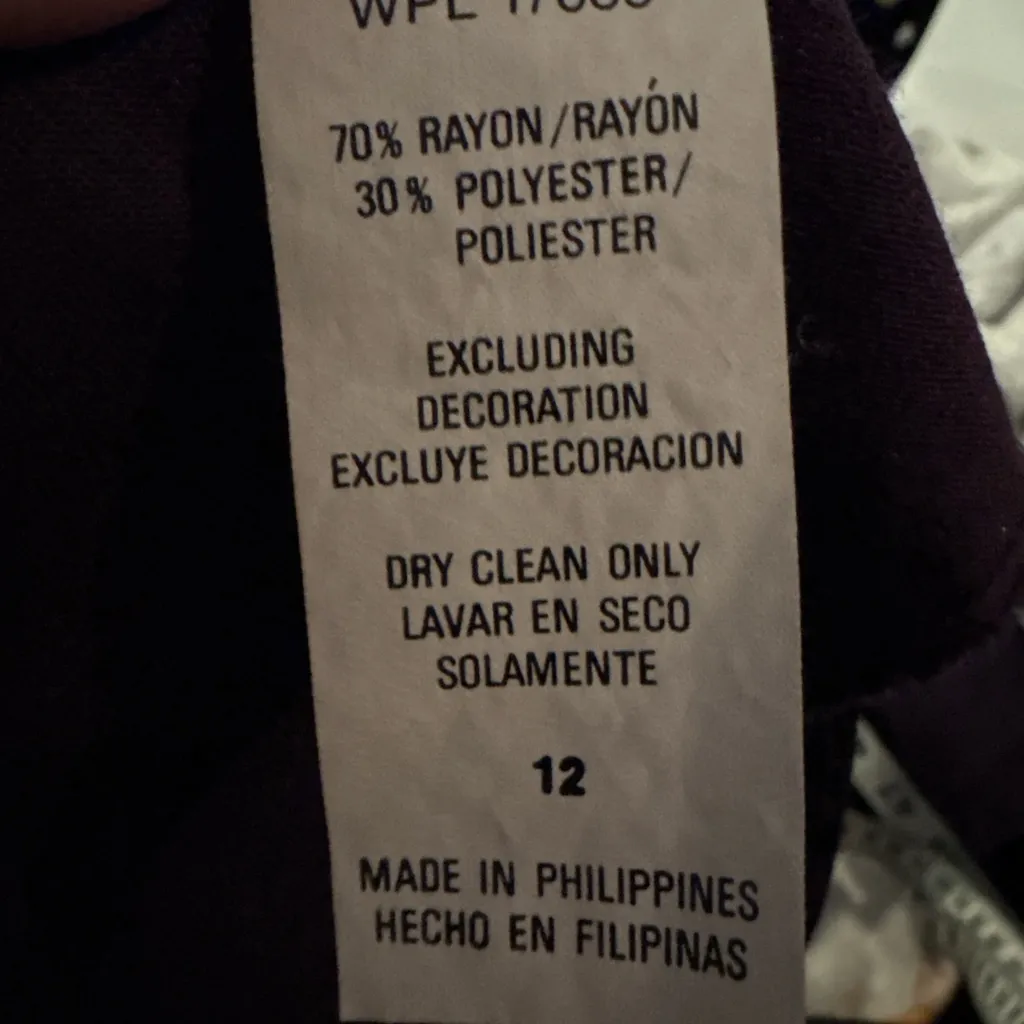 Vintage 90s Purple Midi Dress Lace Collar Long Sleeve Tie Waist Lisa II Size 12 - Image 12