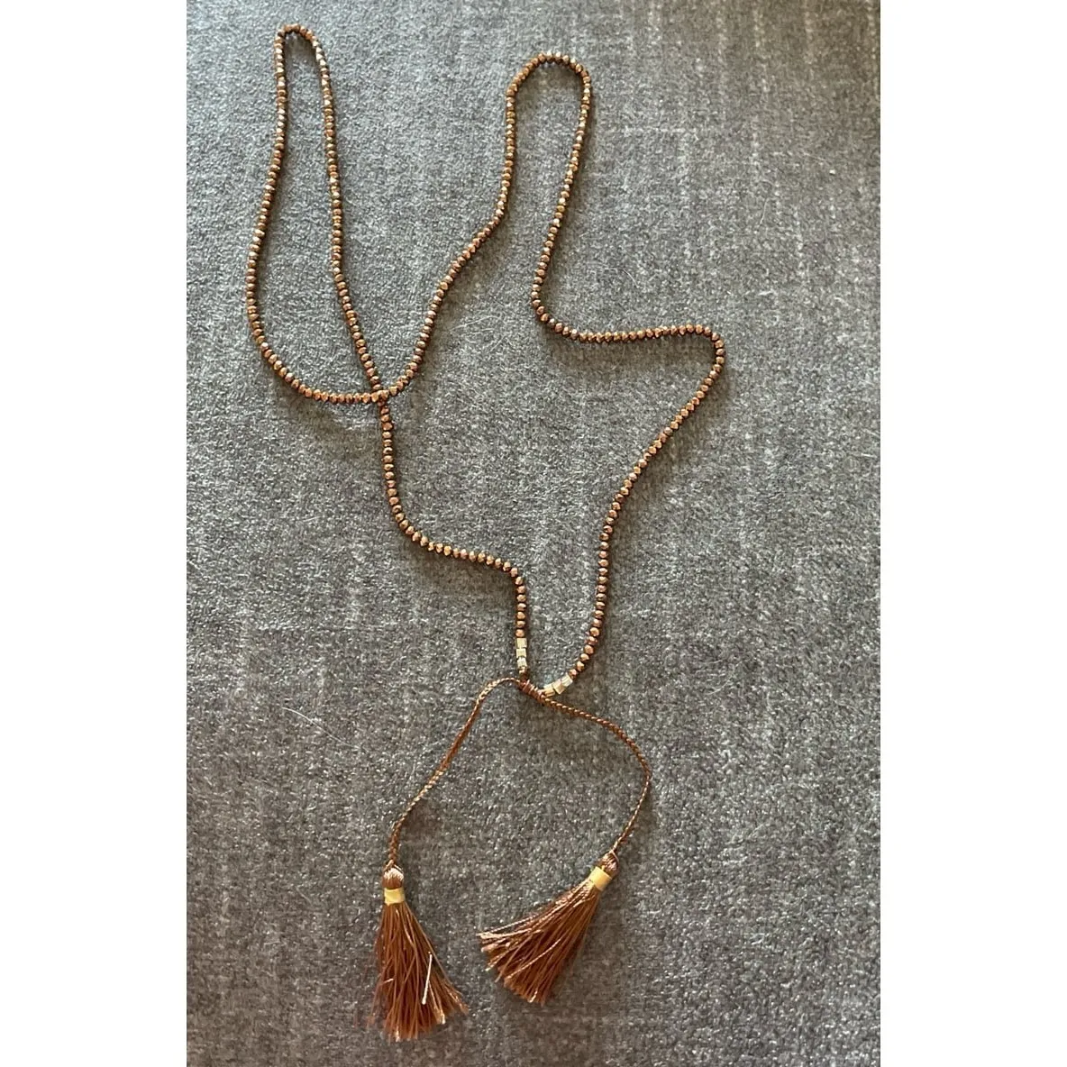 Henri‎ Bendel Boho Brown Beaded Tassel Necklace - Image 3