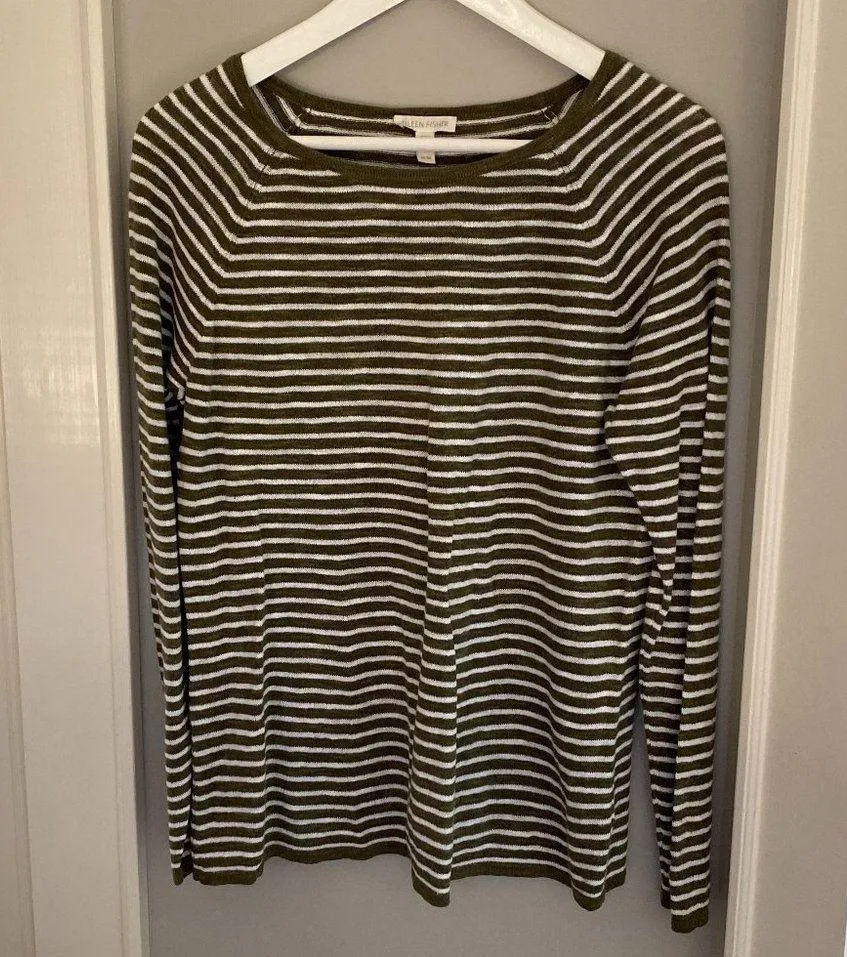 Eileen Fisher Striped Boat Neck Sweater - Image 2