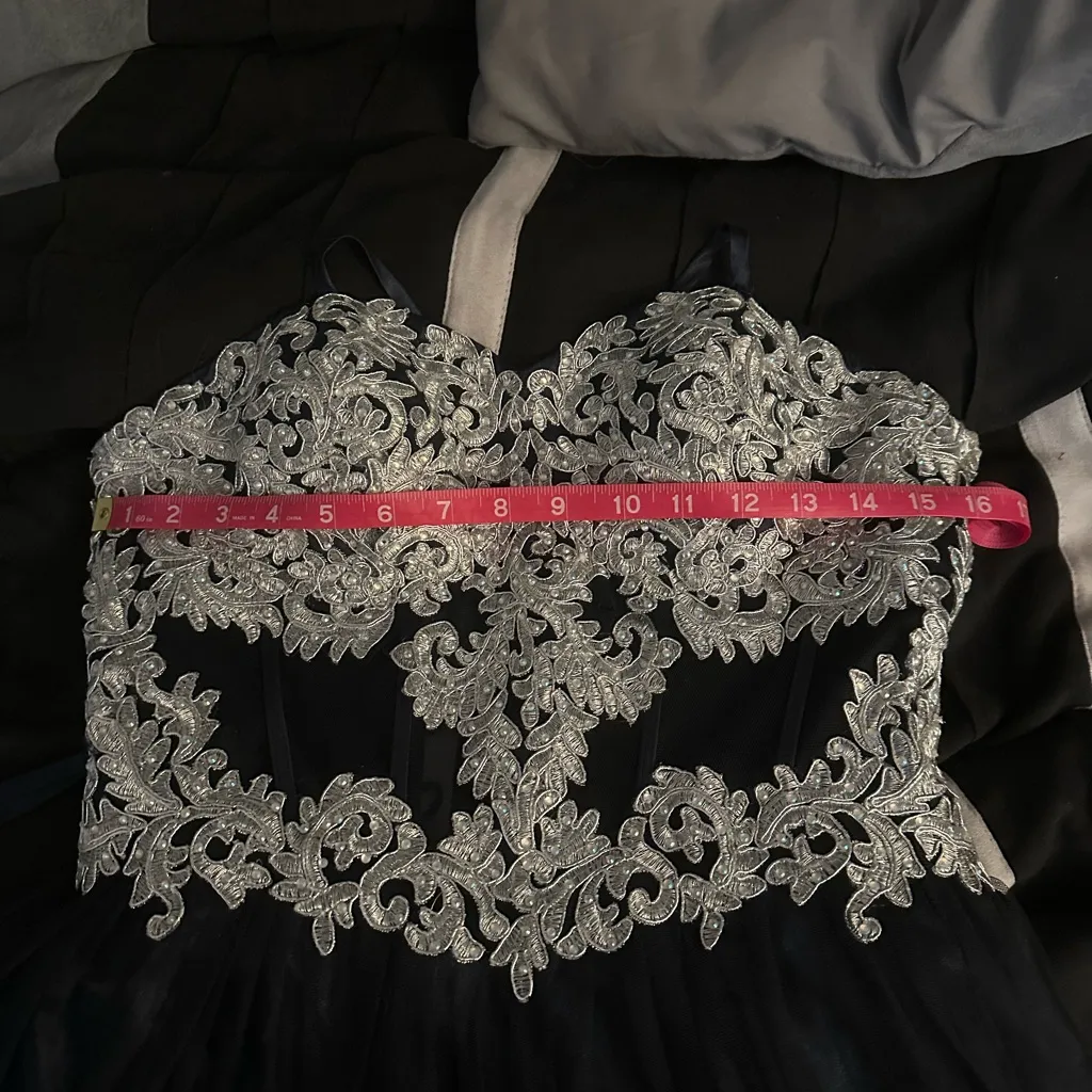 Blondie Nites Elegant Blue and Silver Gown - Image 8