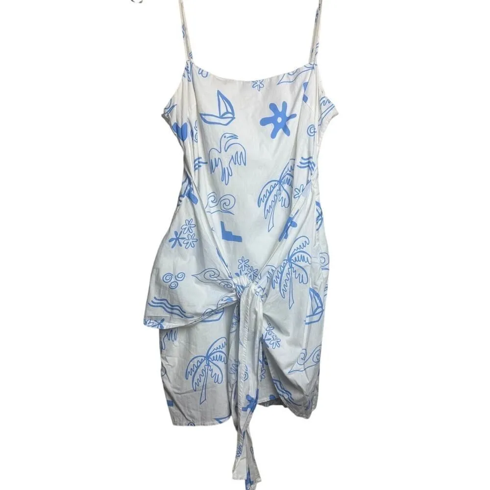 Selfie Leslie Indi Luxe Euro Trip Wrap Mini Dress in Nautical White Sz. L - Image 3