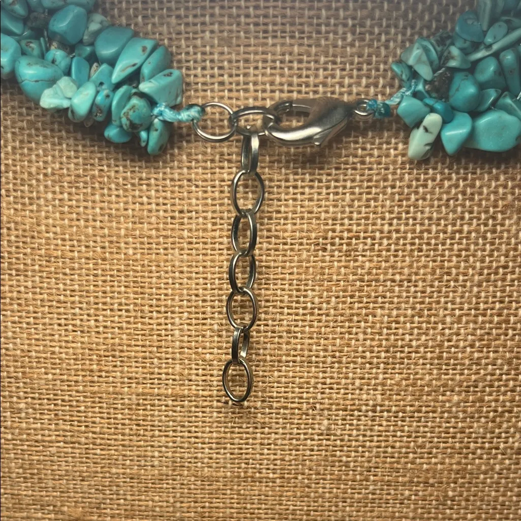 Turquoise Chip Bib Collar Necklace Blue - Image 7