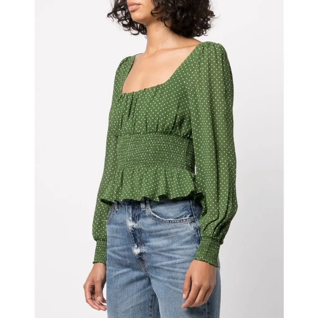 Reformation Hearth Smocked Long Sleeve Blouse - Image 3
