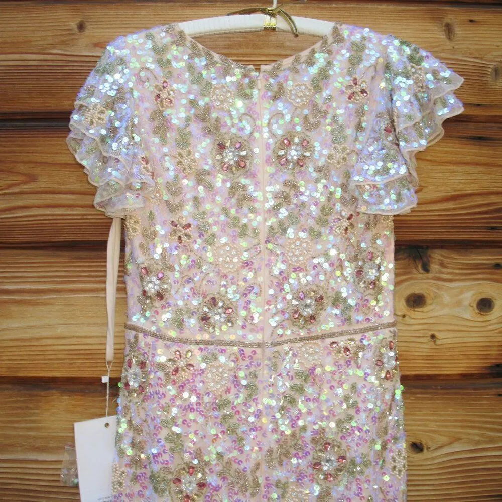 Mac Duggal 10772 Womens Embellished Ruffle Cap Sleeve  V Neck Gown - Image 13