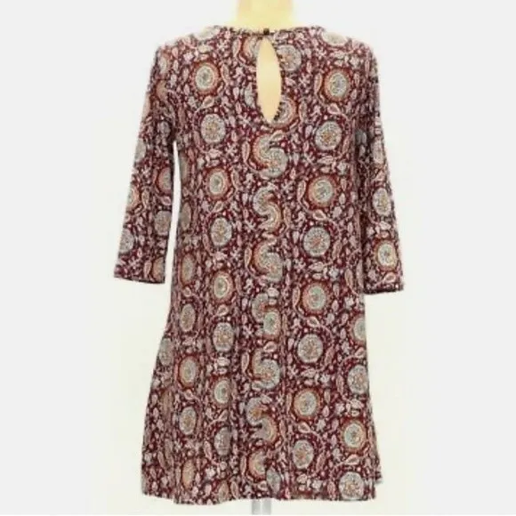 Rust medallion print keyhole dress size large - Image 2