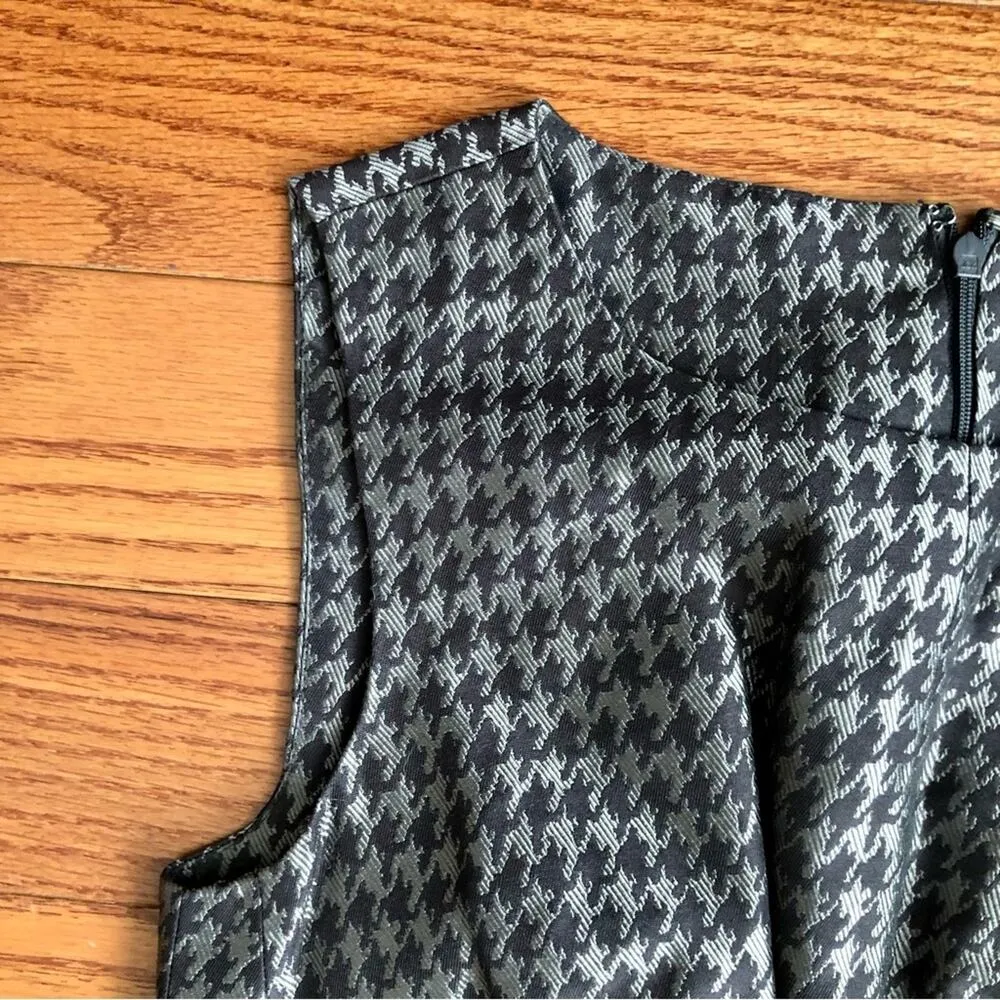 Banana Republic Houndstooth Silk Silver Black Sheath Mini Dress Women’s Size 0 - Image 4
