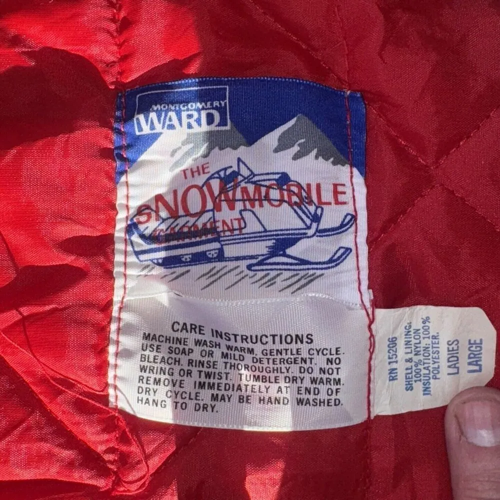 Vintage 1970s Montgomery Ward Snowmobile Garment Ski Coverall Outerwear W Large Black - Image 10