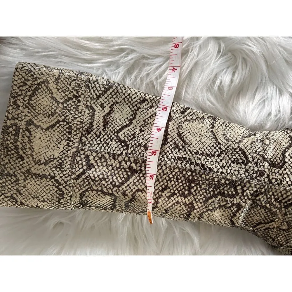 Vtg Jessica Bennett Womens Western Snake Leather Boots Sz 7.5 Mid Kalf Tan - Image 11