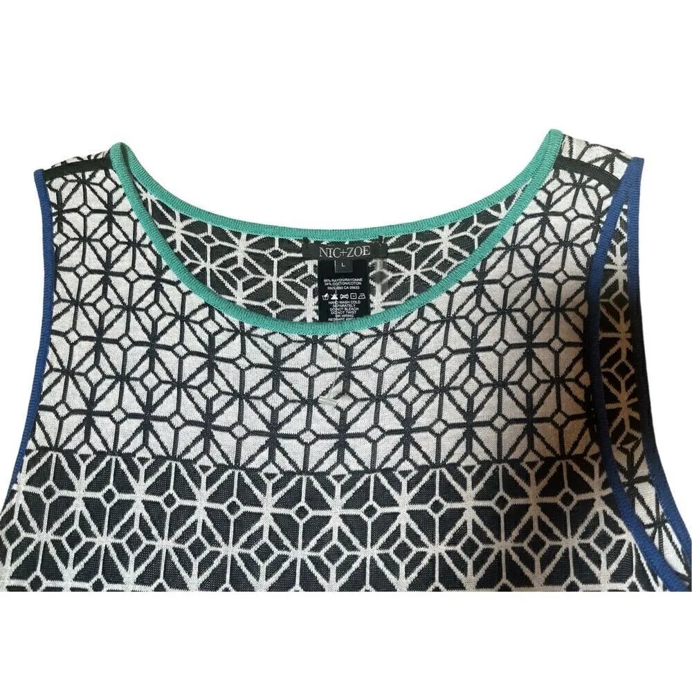 NIC + ZOE sweater knit dress black/white sz L - Image 3