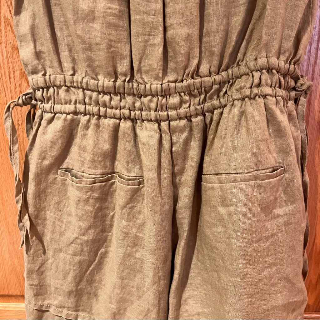 Møn Renn x Anthropologie Lela Linen Sleeveless Utility Romper Green Size Small - Image 16