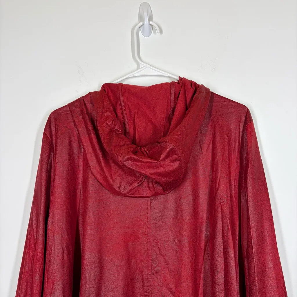 Alembika Red Faux Suede Hoodie Size 3 or US 10/12 - Image 4