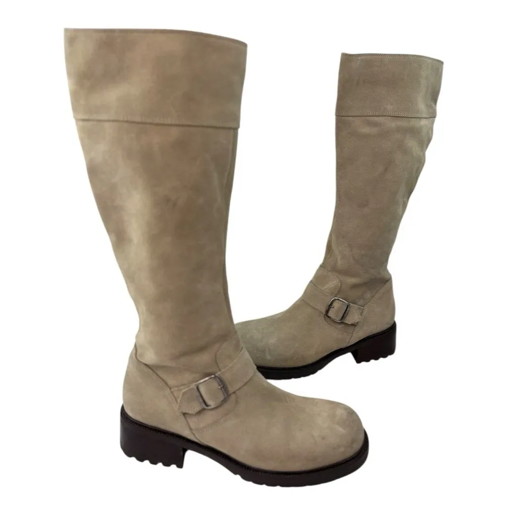 *J. Crew Boots Womens Size 9 Suede Leather Mid Calf Quiet Luxury Old Money Italy Tan - Image 4