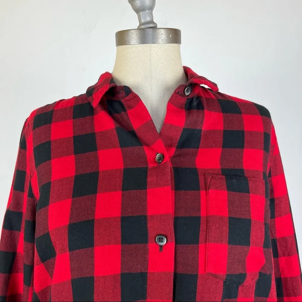 Madewell Flannel Tie Front Shirt in Buffalo Check - Image 4