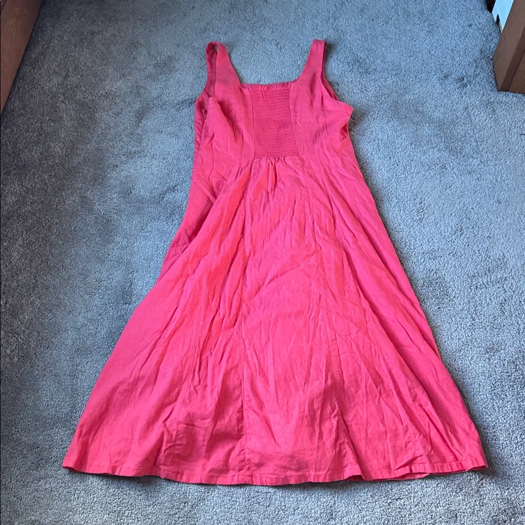 Simply Vera Vera Wang Coral Pink Linen Blend Dress SIZE L - Image 5