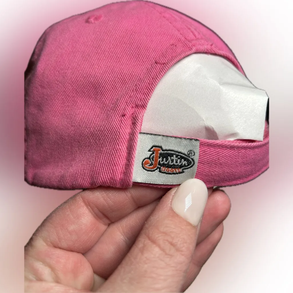 Justin Boots Women's Hot Pink Embellished Bling Rhinestone Cowgirl Ball Cap Hat - Image 5