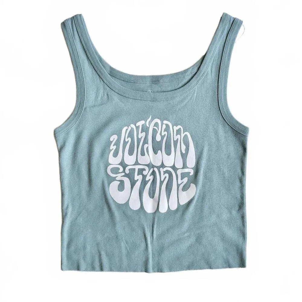 Volcom Ice Plunge Cotton Graphic Tank SMOKE BLUE Baby Tee - Image 2