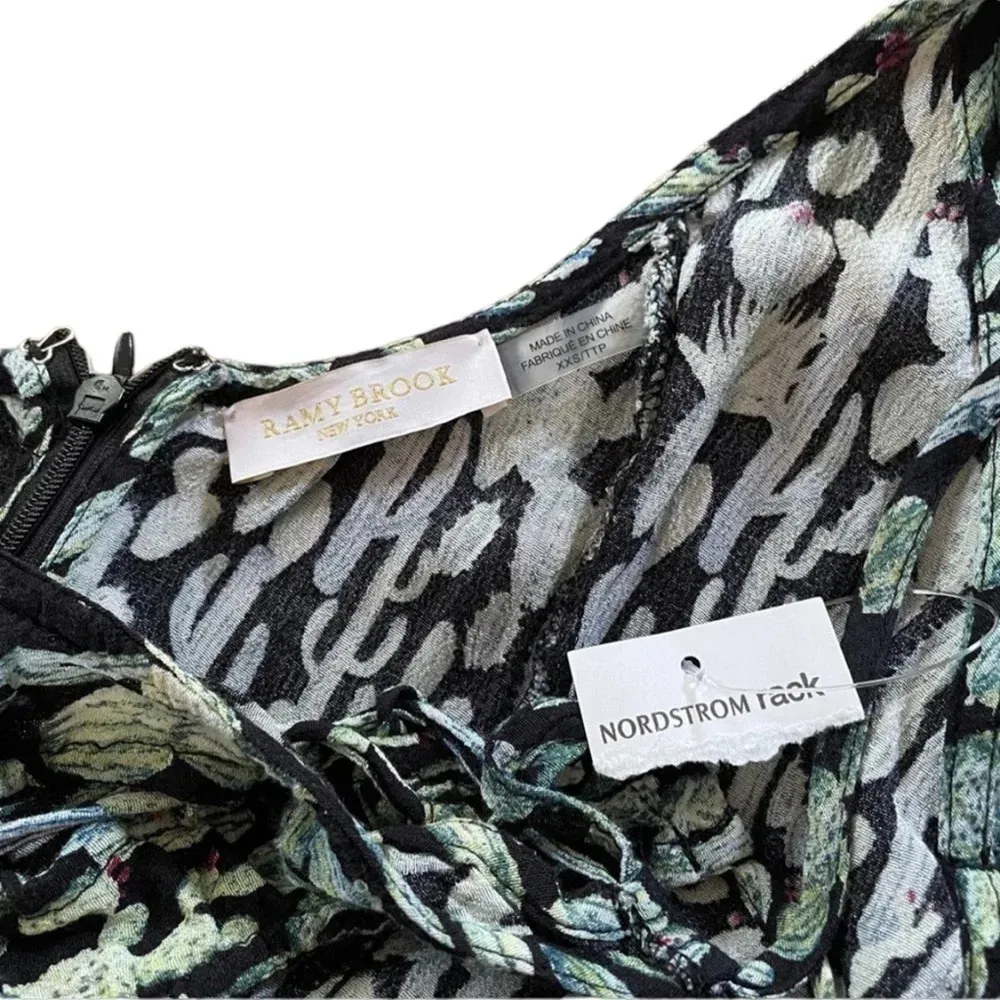 Ramy Brook Dress Halter Open Back Mini Dress Green Cactus Print Size XXS NWT - Image 10