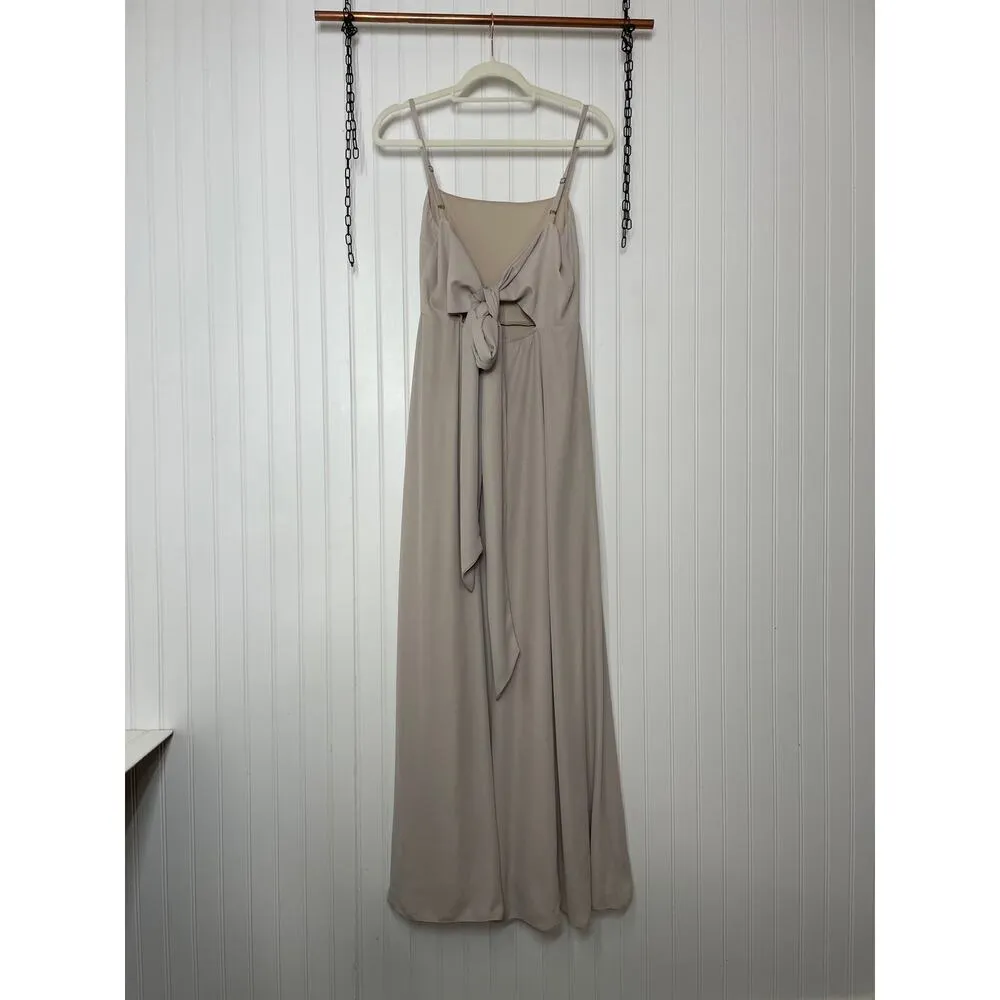Show Me Your MuMu Lauren Tie Maxi Dress Soft Beige Chiffon Bridesmaid Size M - Image 4