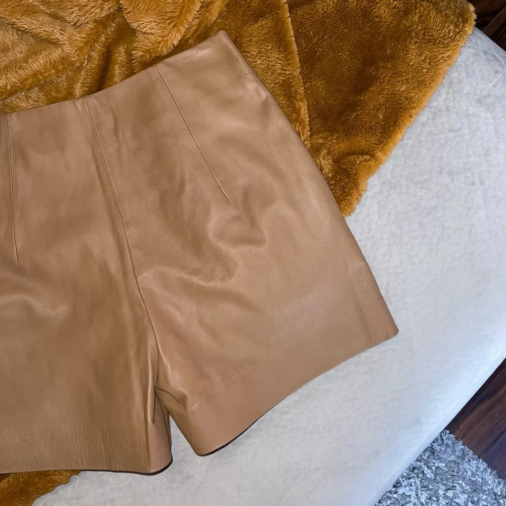 Vince Brown Leather High Waist Shorts - Image 7