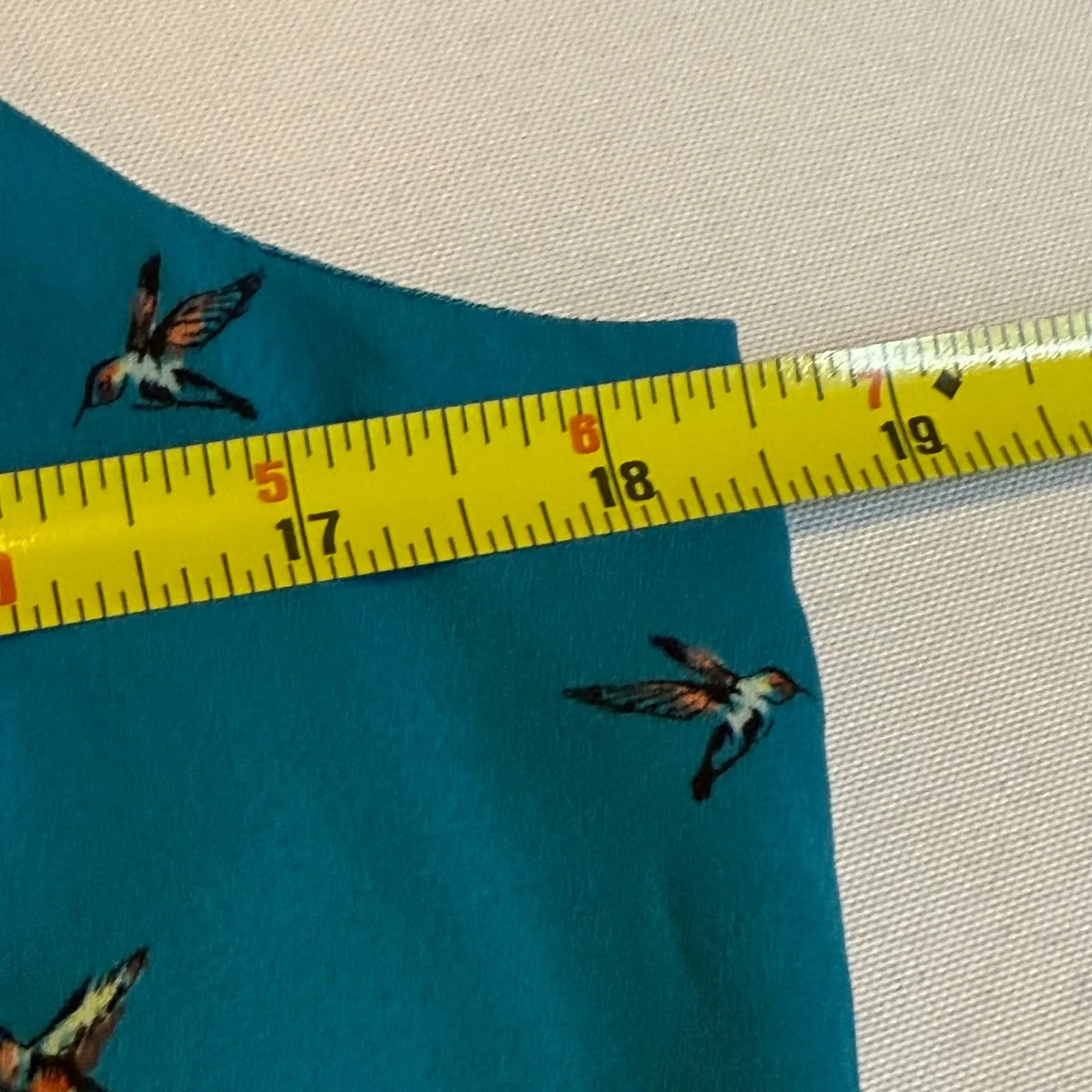 Worthington Teal Bird Print Pleated Neck‎ Sleeveless Knee Length Dress Size 10 # - Image 11