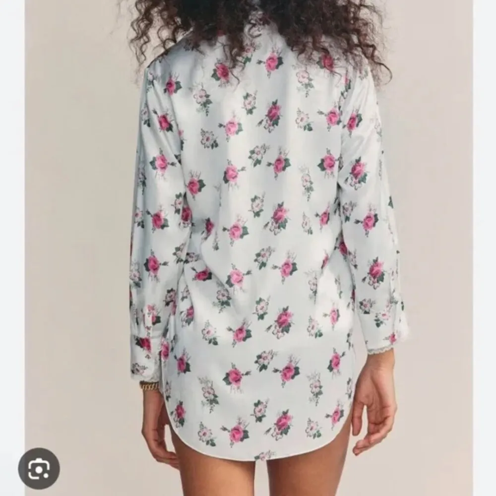 LoveShackFancy x Morgan Lane Stacy Night Shirt S NWT Floral Print Gull Lace - Image 7