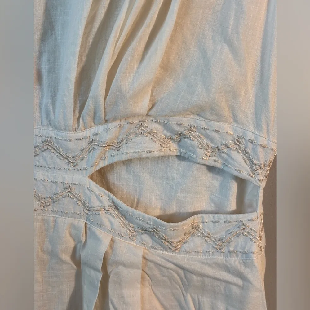 Anna Cate Dress Womens L Ivory Adele Cut Out Embroidery Boho Aztec Wedding White Size L - Image 5