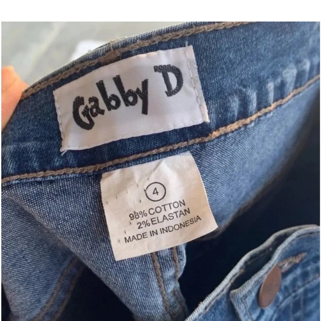 Gabby D Leopard Print Sequin Cuff High Waisted Straight Bootcut Denim Jeans Blue Size 4 - Image 3