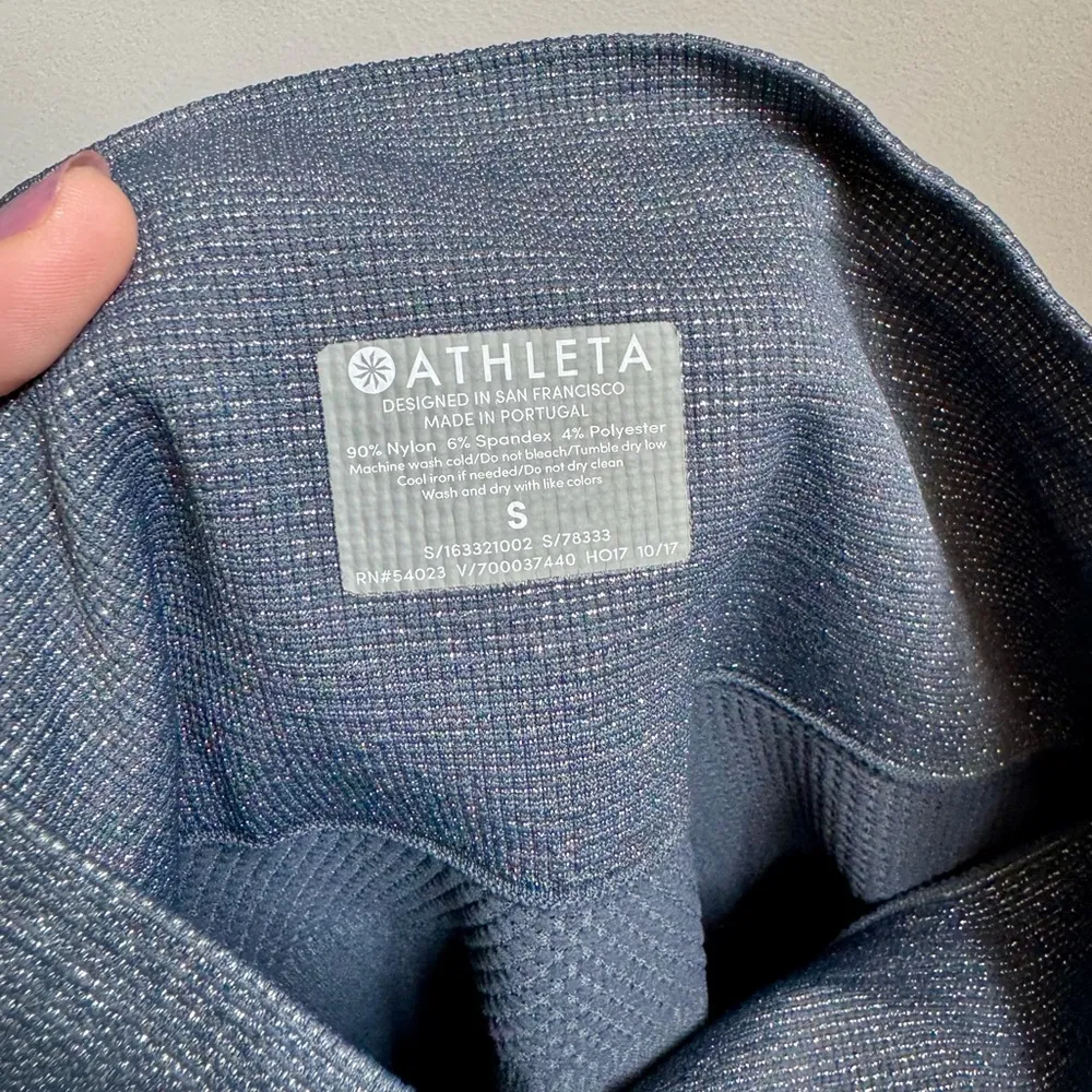 ATHLETA Shimmer Seamless Tight Leggings, High Rise Charcoal Grey Heather sz. S - Image 9