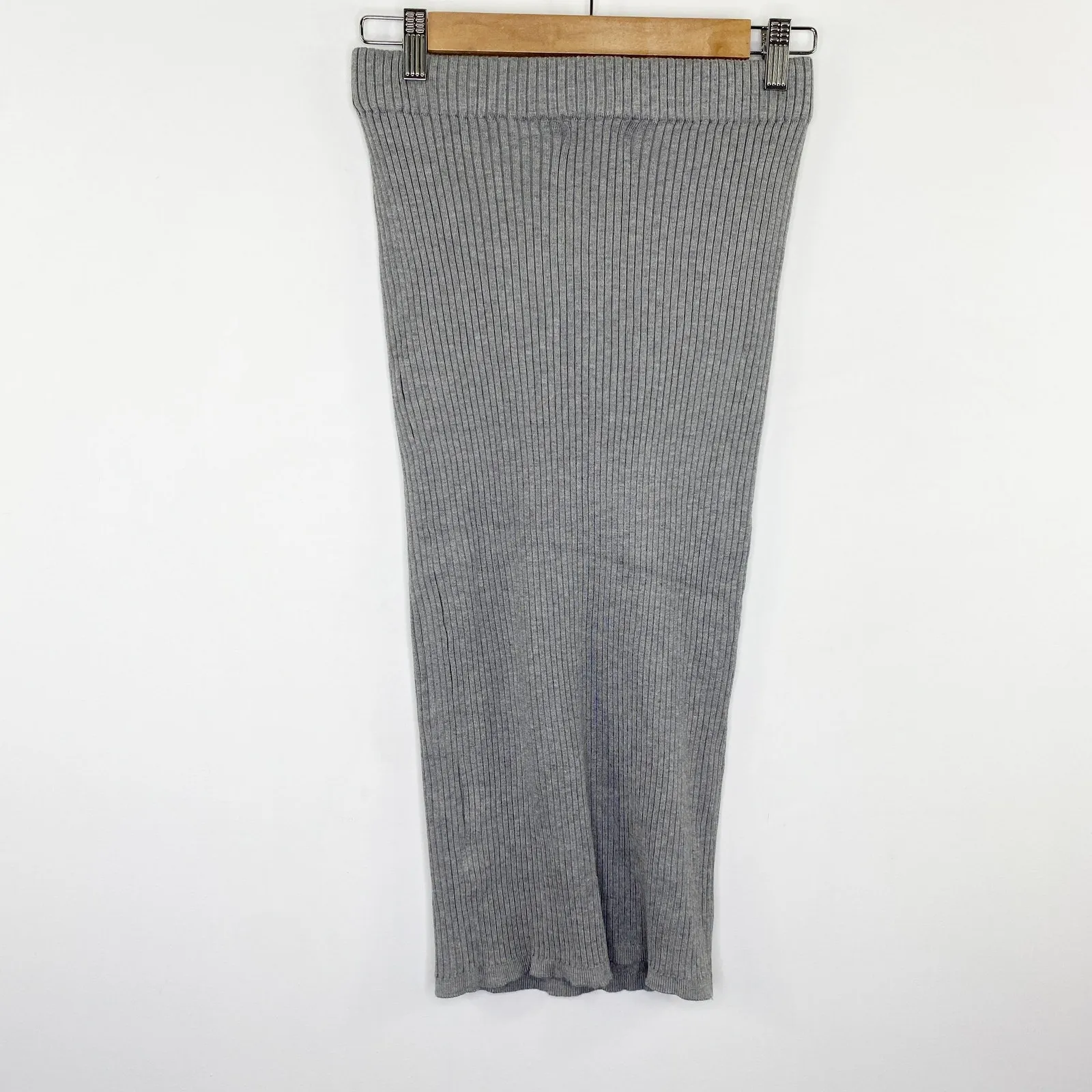 LF  Mie Eion Light Grey Ribbed Knit Midi Skirt Women's Size Large L NWT - Image 5