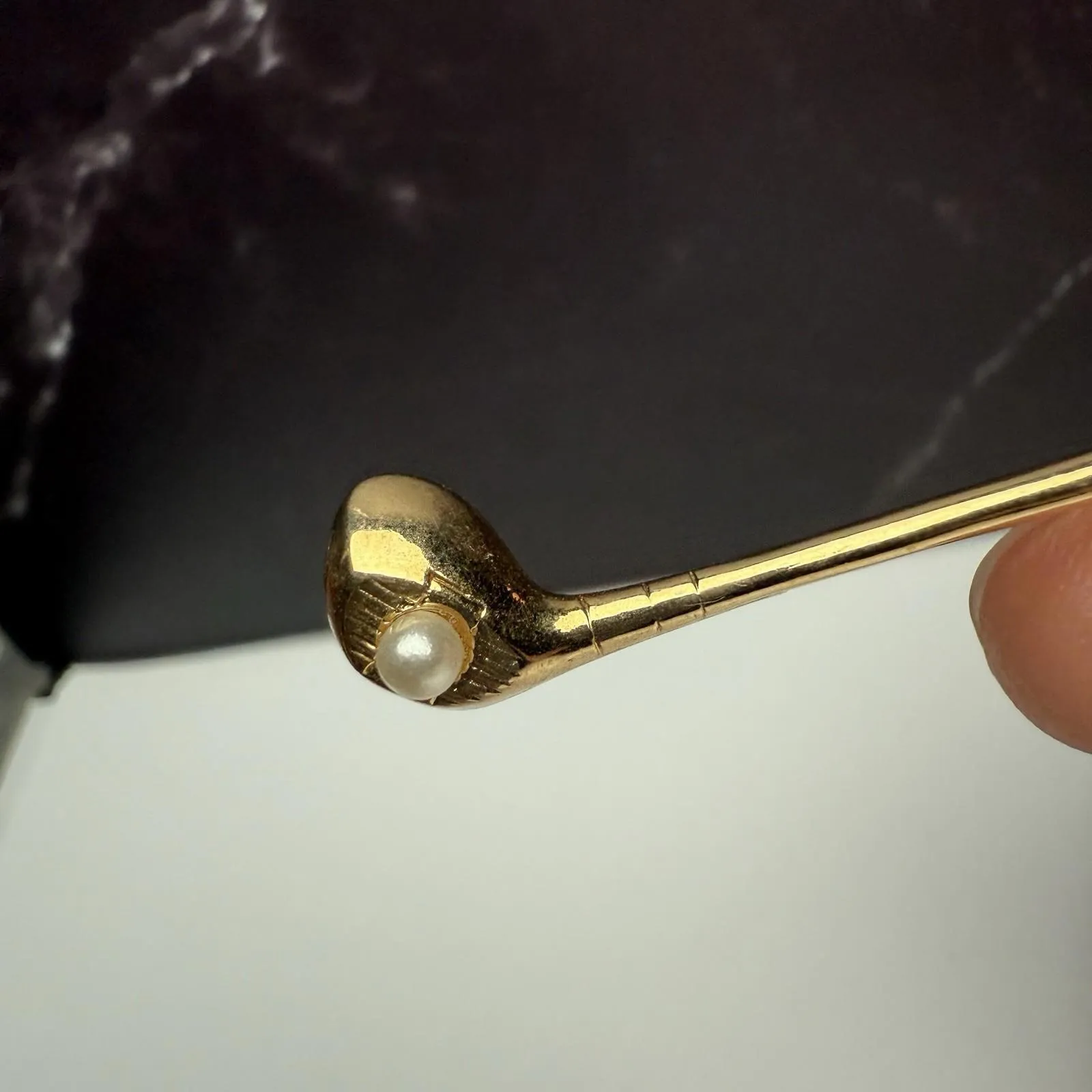 Golf Club Gold Tone Faux Pearl Brooch Pin Golfing Perfect For Golfer - Image 3