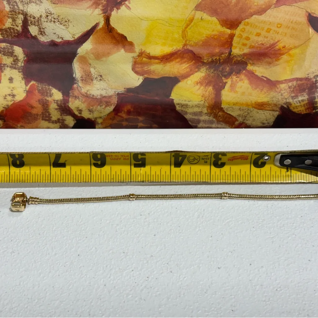 Pandora RARE! Authentic  Solid 14K Gold (585) Charm Bracelet-18.55 Grams - 7.5 In - Image 10