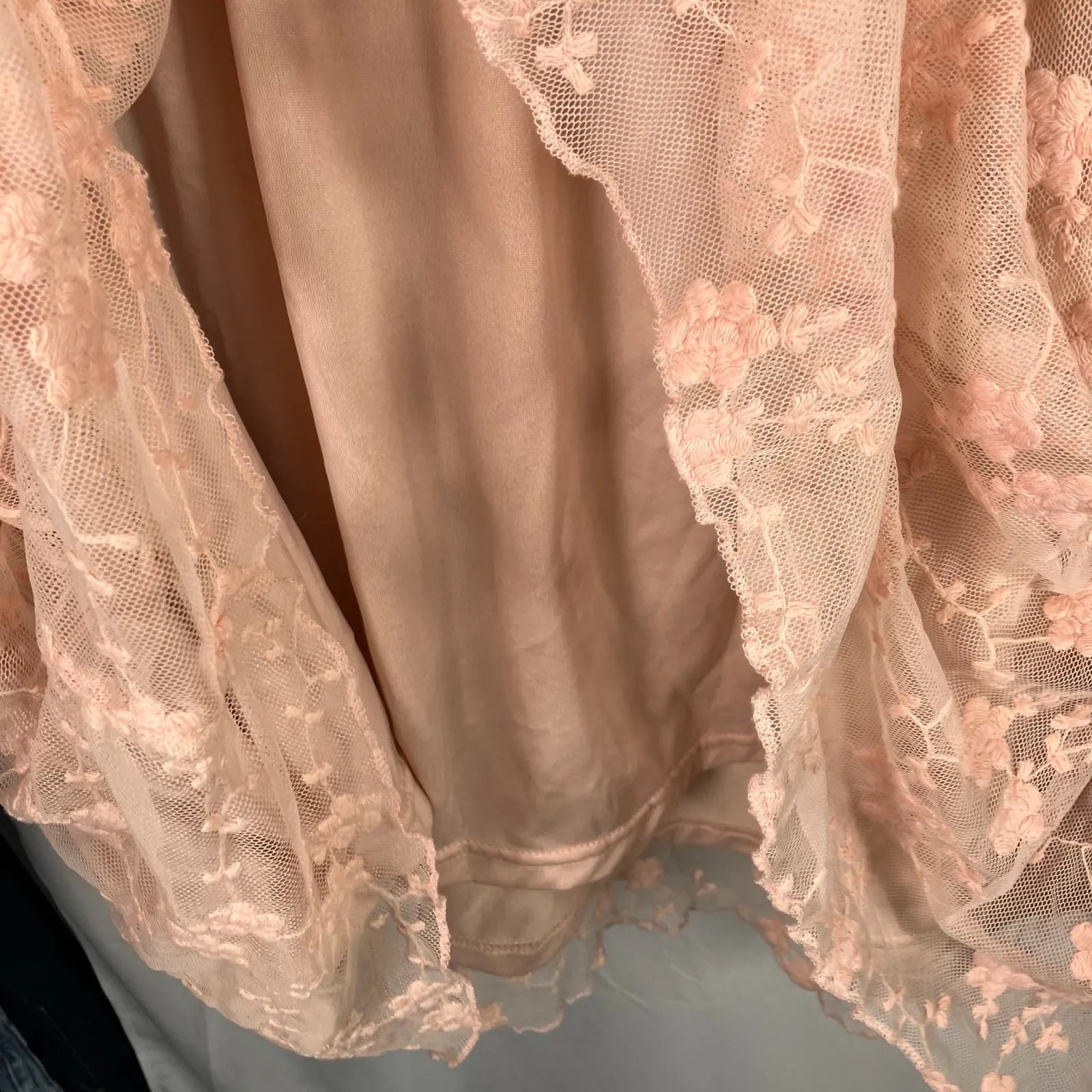 Suzanne Betro Blush Lace Embroidered Mesh Peasant Top 4X Floral Sheer Boho - Image 6