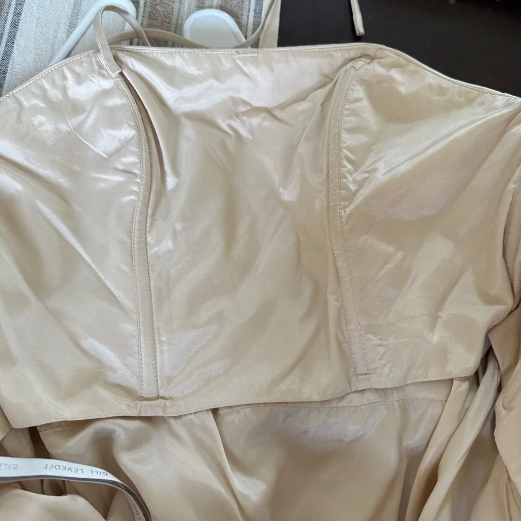 NWT Bill Levkoff Removable Strap Champagne Beige Sable Satin Sash Formal Dress G - Image 12