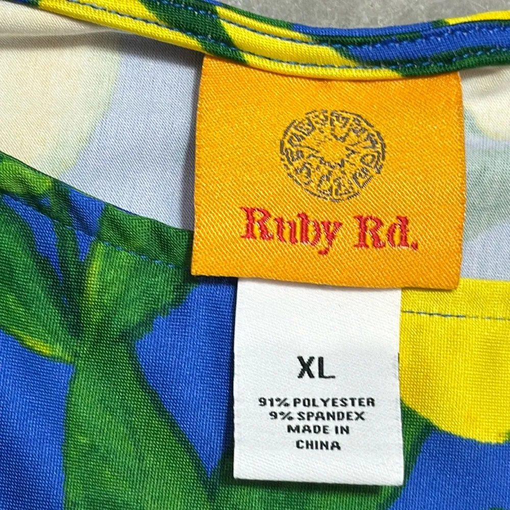 Ruby Rd. Blue Dress with Lemon Print top XL - Image 7