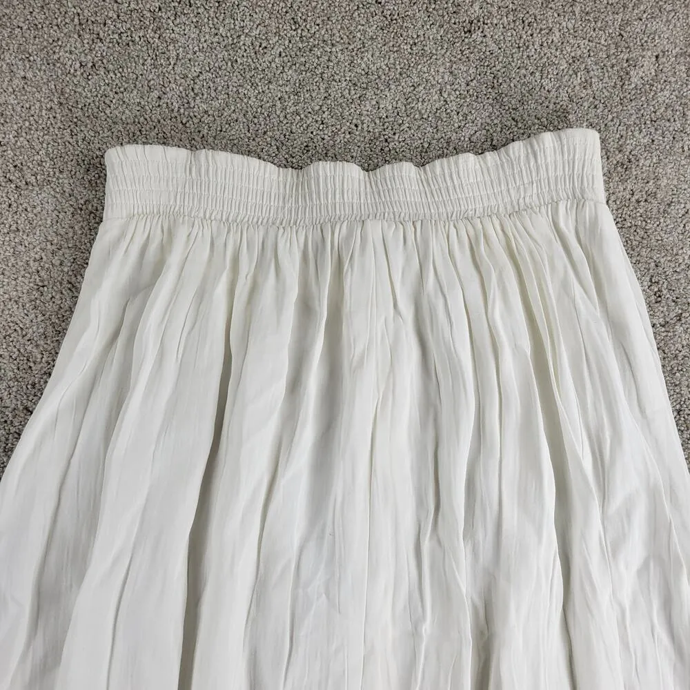 VTG Melrose Summer Maxi Skirt Womens S White Crinkle Crochet Buttons Lined - Image 11