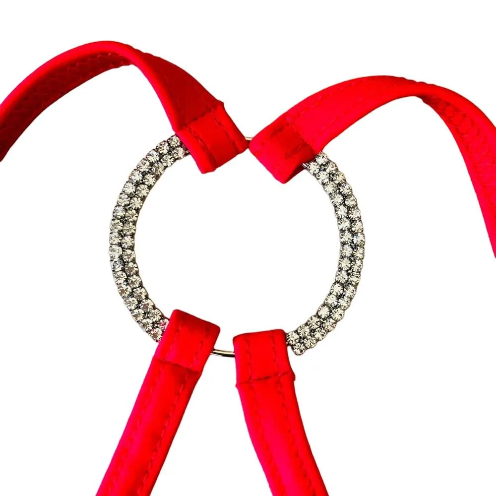 New TeenyB 3 Rings Triangle Bikini Red Thrills Top Rhinestones Women's Size L Size L - Image 5