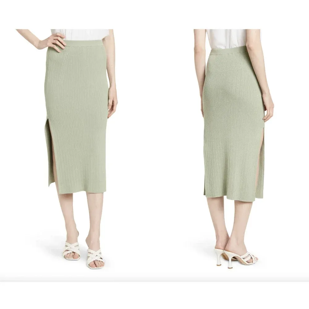 Ramy Brook Traci Midi Sweater Knit Skirt Seafoam Green Size Large‎ - Image 2