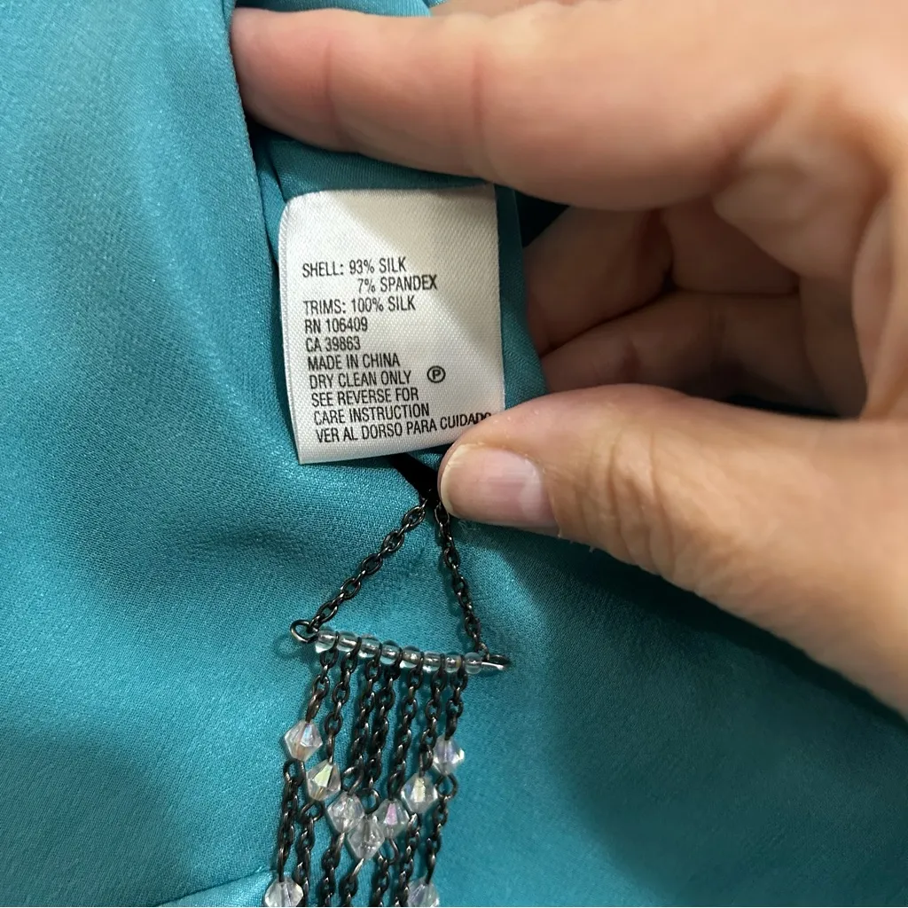 ANTONIO MELANI La Boheme V-Neck Slip Dress in Jade Teal Green Size 12 - Image 8