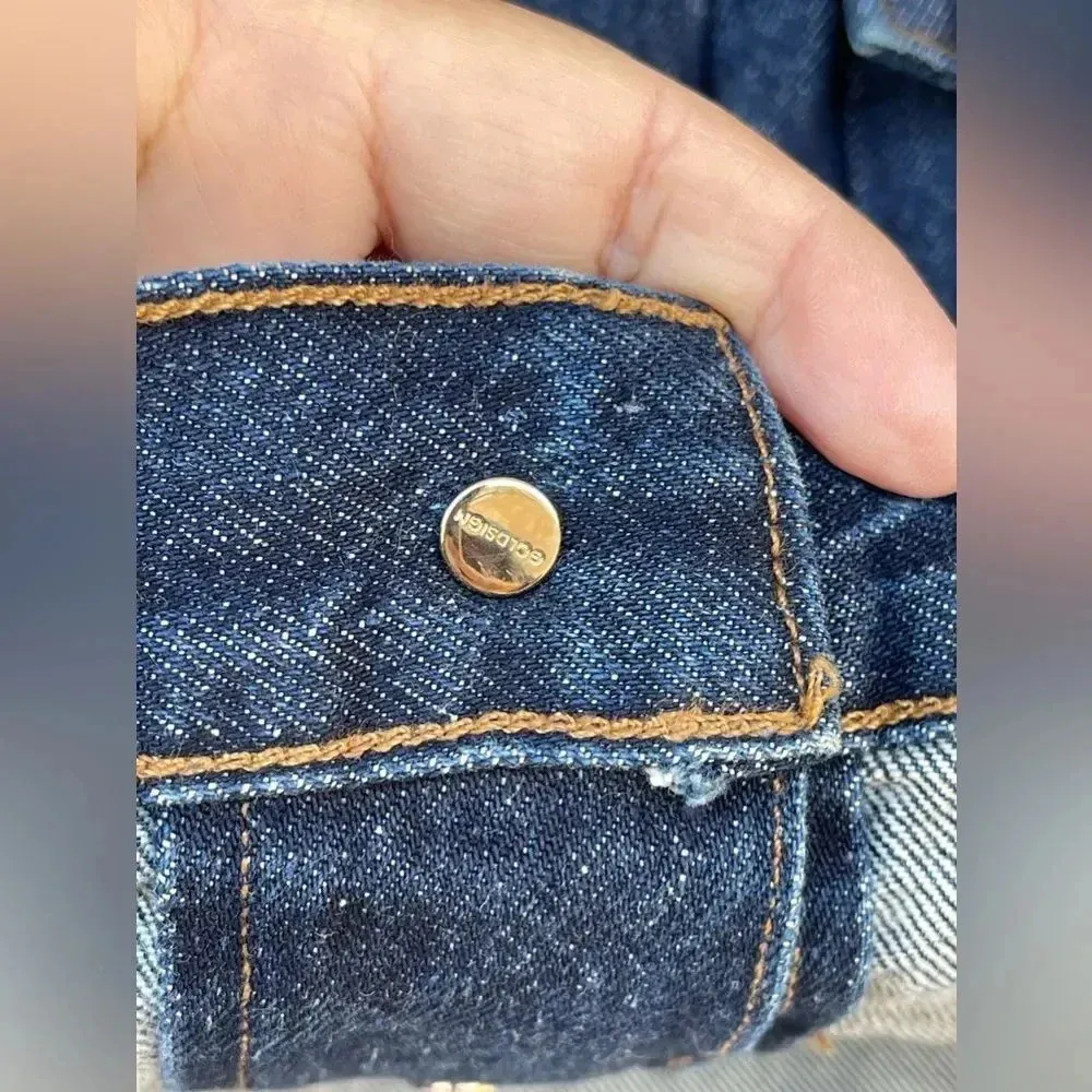 Goldsign The Pleat Cropped Denim Jacket size medium Blue - Image 9