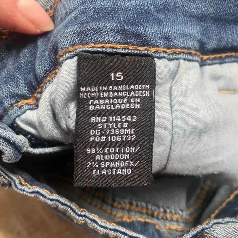 Denim Overalls Sz Large Distressed Coverall Shorts Shortalls Grunge Skater 90s - Image 15