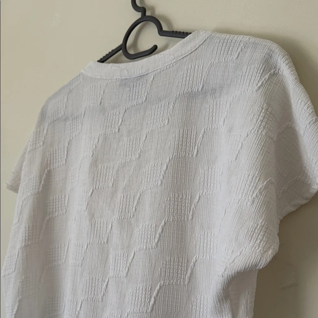 Alfani White Textured Short Sleeve Blouse - Image 6