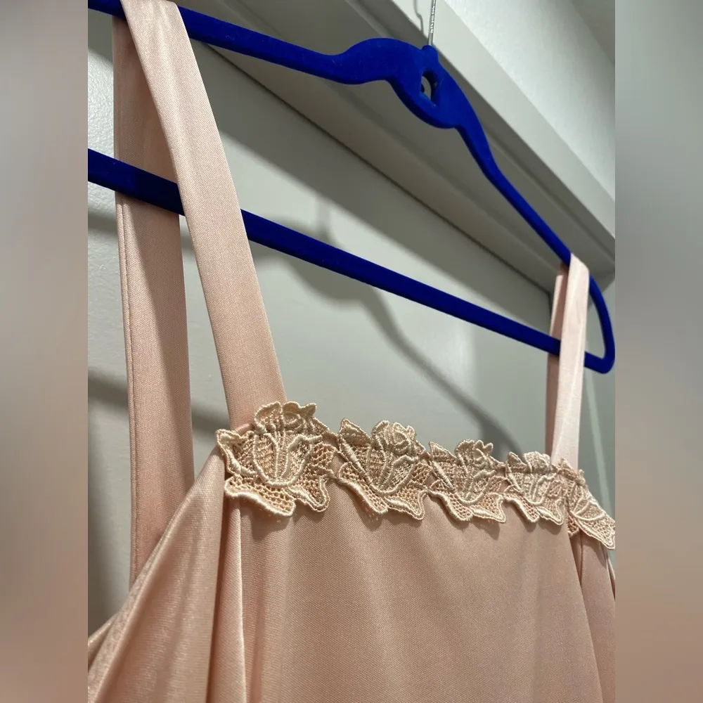 VTG 80s Light Pink Sleeveless Dress With Pleated Ruffle Skirt Size XL - Image 4