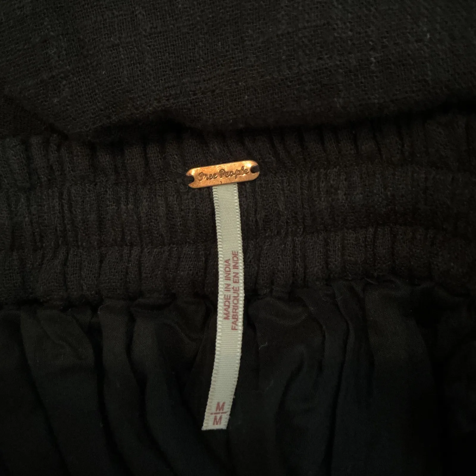 Free People Black Linen Blend Tiered Maxi Dress Tie Back Long Sleeve Size M - Image 7