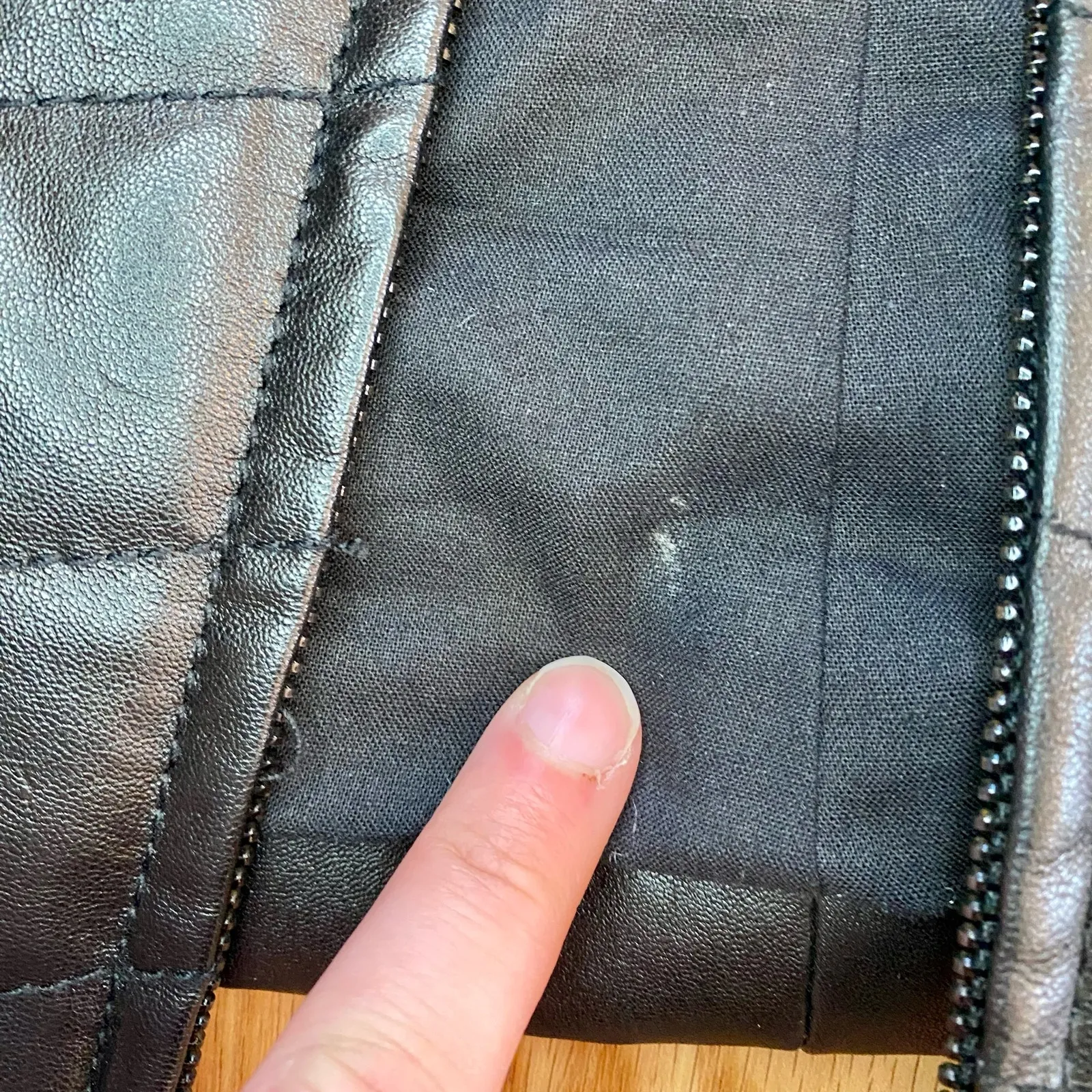 French Connection  Black Quilted Leather Moto Jacket Womens Medium - Image 9