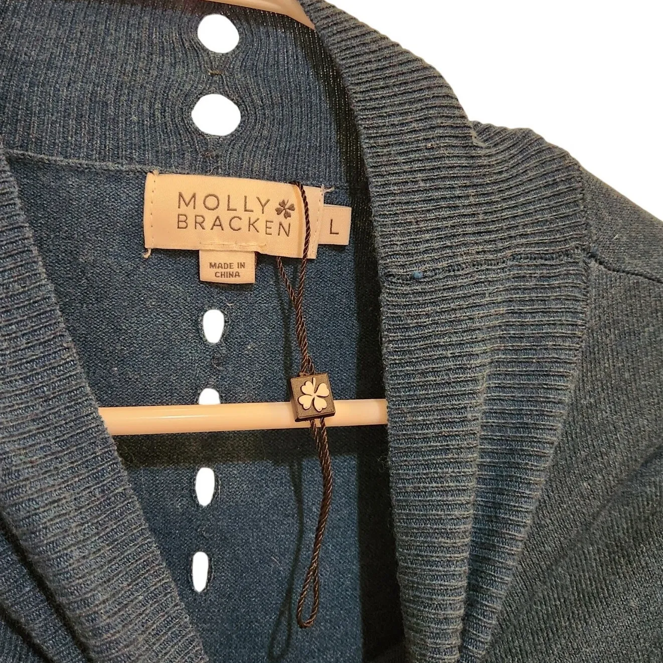 Molly Bracken Navy Blue Casual Long Sleeve Pullover Mock Neck Sweater Large - Image 8