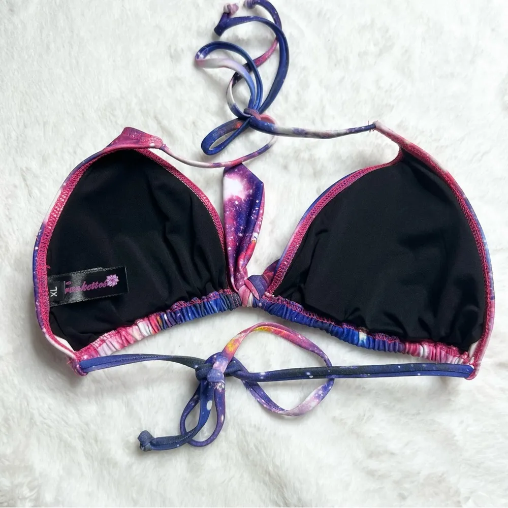 Trunkettes Pink & Purple Outer Space Galaxy Bikini Top Women’s Size XL - Image 7