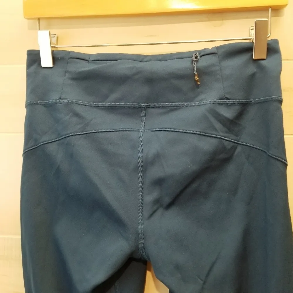 {S} Adidas Women's Running Climalite Ruched Leg Dark Teal Back Waistband Pocket - Image 5