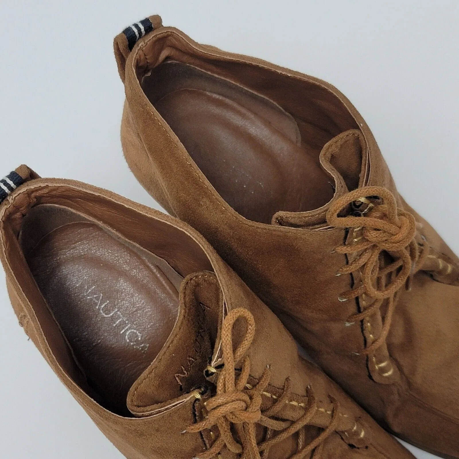 Nautica Martingale Womens Brown Suede Leather Lace Up Wedge Booties Size 10 - Image 6