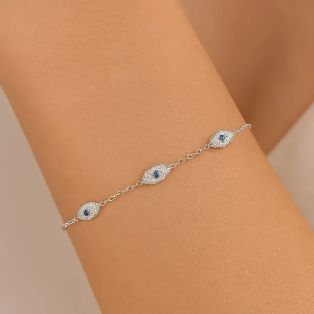 Antian Accessories™ Evil Eye Bracelet White Gold & Silver Plated - Image 2